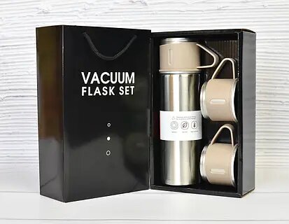 Подарочный набор: термос-термокружка с тремя чашками, объем 500 мл — фото 1