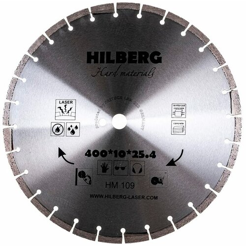 Диск алмазный Hilberg 400*25,4 Hard Materials Лазер HM109 диск алмазный hilberg 600 25 4 hard materials лазер hm113 hm113