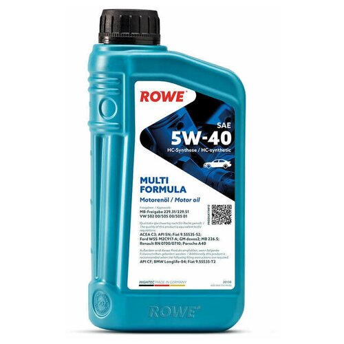 ROWE 20138001003 Масло моторное 5W40 ROWE 1л НС-синтетика HIGHTEC MULTI FORMULA C3