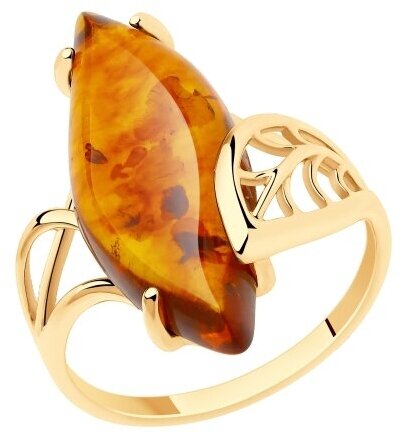 Кольцо Diamant online, золото, 585 проба, янтарь, размер 20.5, оранжевый