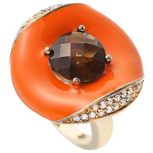 фото Element47 кольцо из серебра 925 пробы с эмалью, раухтопазами синтетическими и кубическим цирконием brc1766-02_sq_oenam_001_yg, размер 17.25