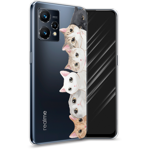 Силиконовый чехол на Realme 9 Pro Plus / Реалми 9 Про Плюс Котики, прозрачный силиконовый чехол на realme 9 pro plus реалми 9 про плюс няшная панда прозрачный