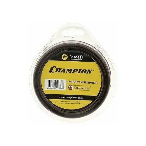 Корд триммерный (леска) CHAMPION Nylplus Square 2.4 мм* 15 м (квадрат) C5065 леска для триммера champion c5067 nylplus square 3mm x 23m