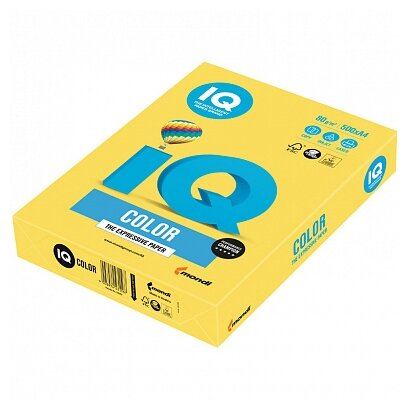 Бумага IQ "Color intensive" А4, 80г/м2, 500л. (канареечно-желтый), 83951