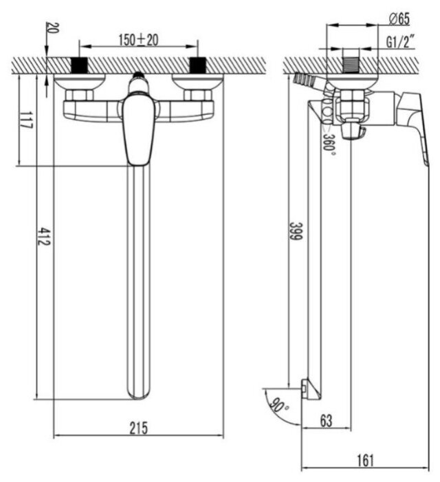 Смеситель для ванны с длинным поворотным изливом Do.Korona DK-8064-16-907 - фотография № 5