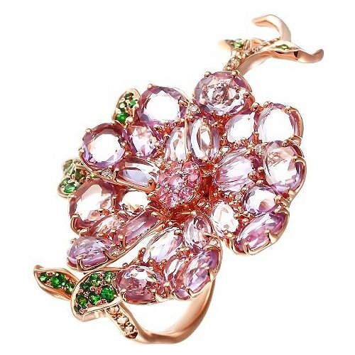 фото Кольца джей ви золотое кольцо с бриллиантами, аметистом, цаворитом, сапфиром