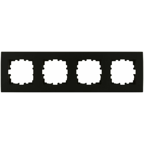 Рамка для розеток и выключателей Виктория плоская 4 поста цвет чёрный