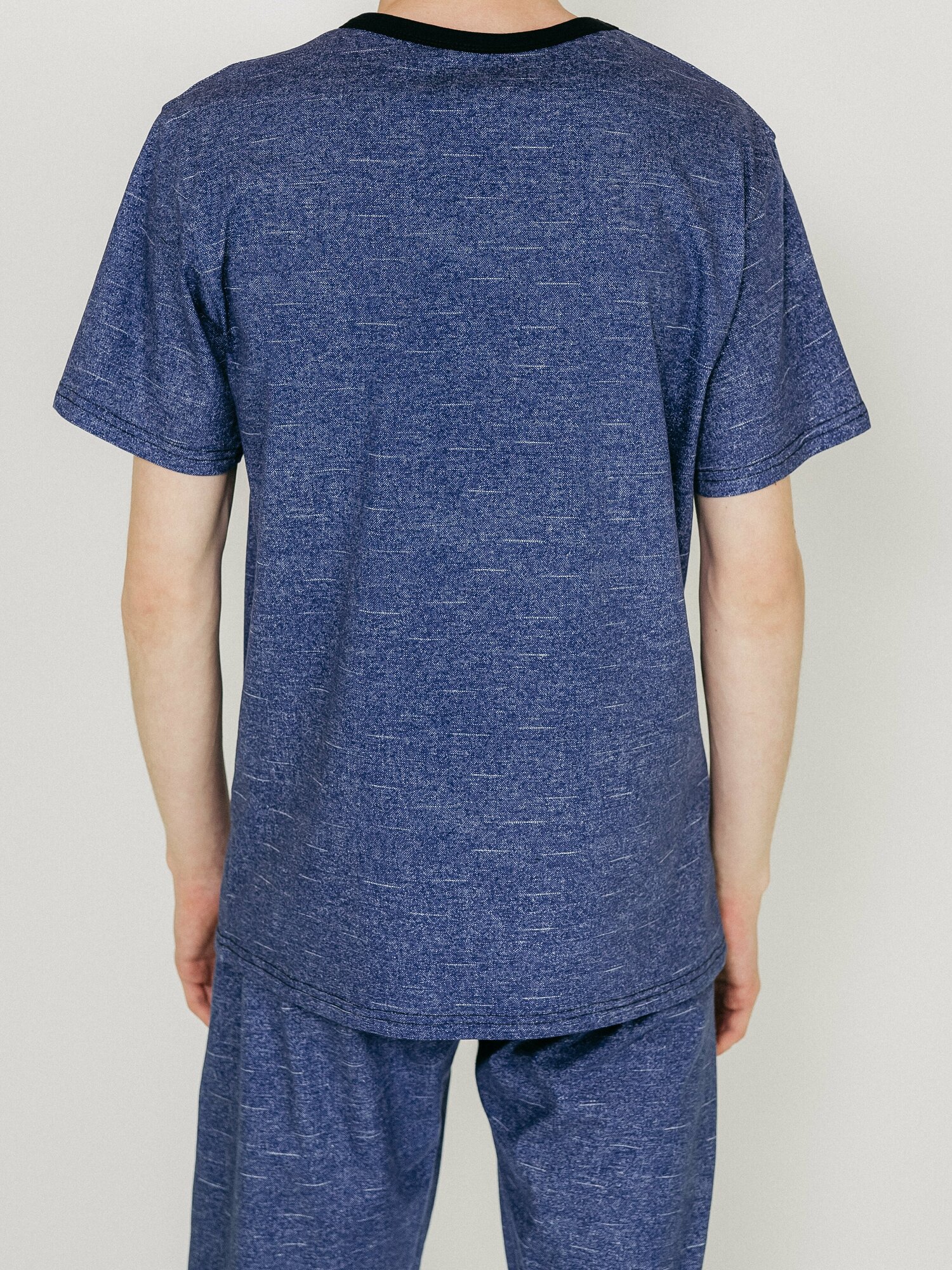 Мужская пижама, мужской пижамный комплект ARISTARHOV, Футболка + Шорты, Синий джинс, размер 54 - фотография № 5