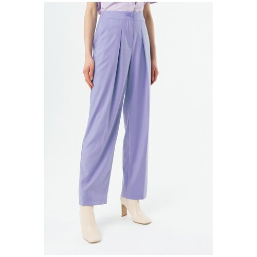 фото Брюки с защипами emka d227/kalina фиолетовый 44 emka fashion