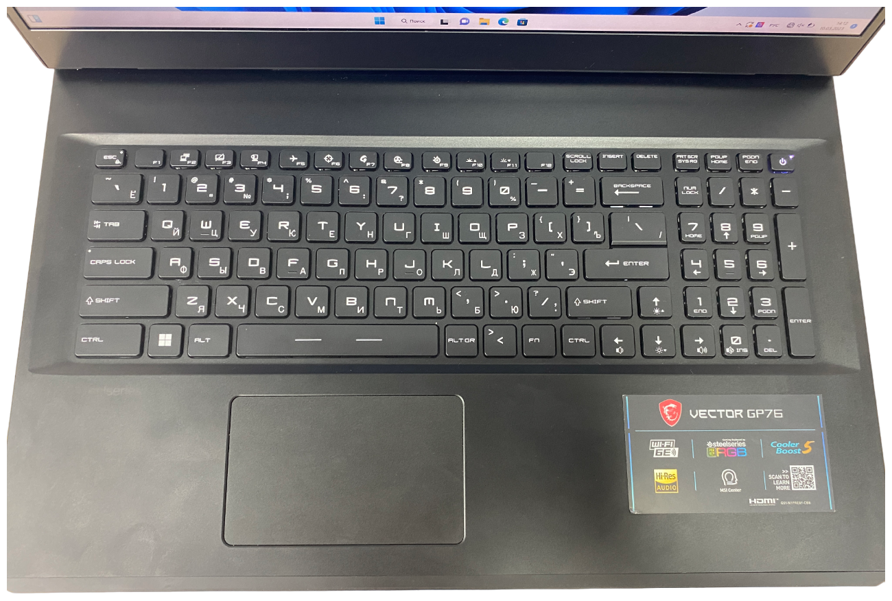 Ноутбук MSI Vector GP76 12UGS-454RU (17.30 IPS (LED)/ Core i7 12700H 2300MHz/ 16384Mb/ SSD / NVIDIA GeForce® RTX 3070Ti для ноутбуков 8192Mb) MS Windows 11 Home [9S7-17K412-454] - фото №15