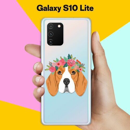 силиконовый чехол бигль с цветами на samsung galaxy s10 lite Силиконовый чехол Бигль с цветами на Samsung Galaxy S10 Lite