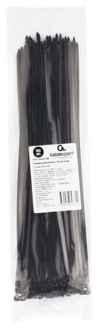 Стяжки Cablexpert NYT-300x3.6B пластиковые 300 мм х 3.6 мм