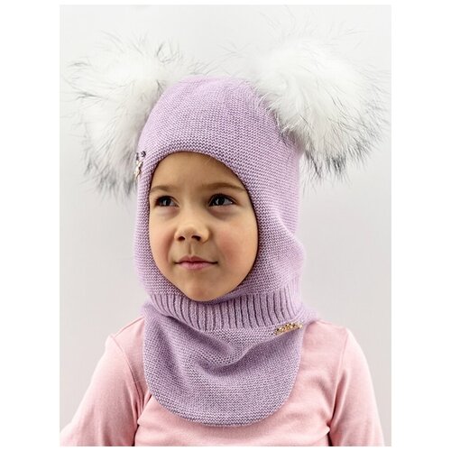 Шапка-шлем для девочки Селестия, цвет бледно-сиреневый, размер 52-54