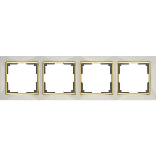 Werkel Рамка Snabb на 4 поста слоновая кость/золото WL03-Frame-04-ivory/GD 4690389083914 рамка 3п werkel wl03 frame 03 snabb