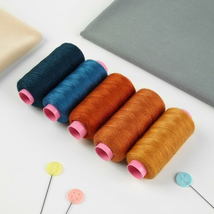 Набор швейных ниток Арт Узор джинсовый №2, 20/2, 200 м, 5 шт, цвет разноцветный
