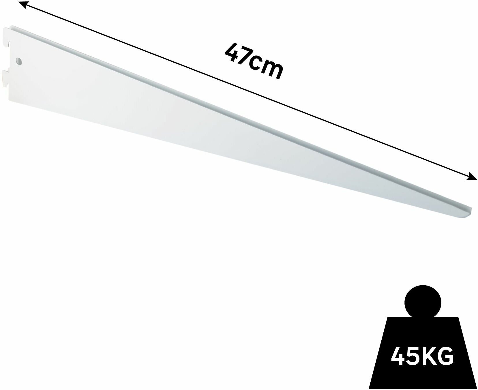 Кронштейн Spaceo 47 см для двурядной направляющей нагрузка до 55 кг цвет белый - фотография № 2