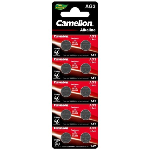 батарейки camelion r14 12 штук в упаковке Батарейки Camelion G 3 BL-10 Mercury Free 392A/LR41/192 д/часов 10шт/уп