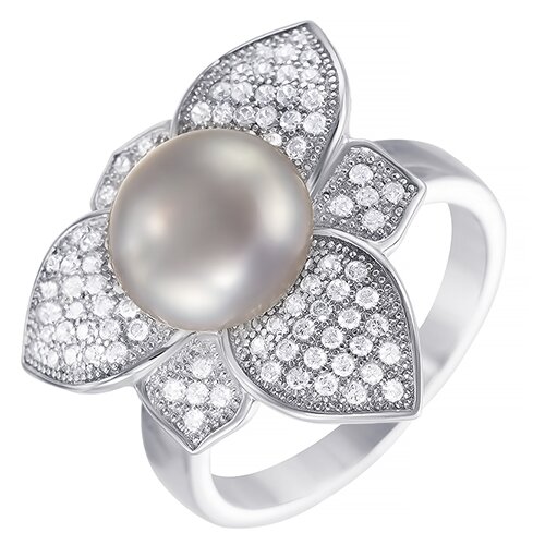 фото Element47 кольцо из серебра 925 пробы с жемчугом к. речным и кубическим цирконием s0801035r_ko_001_wg, размер 17