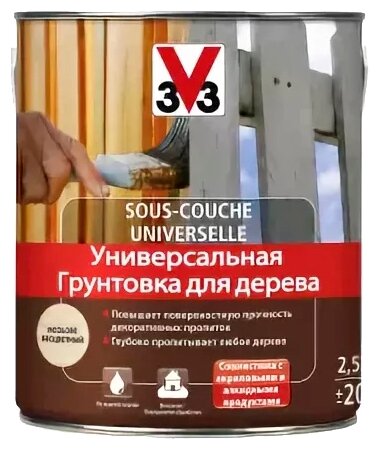 Грунтовка для дерева "V33", универсальная, 2,5 л