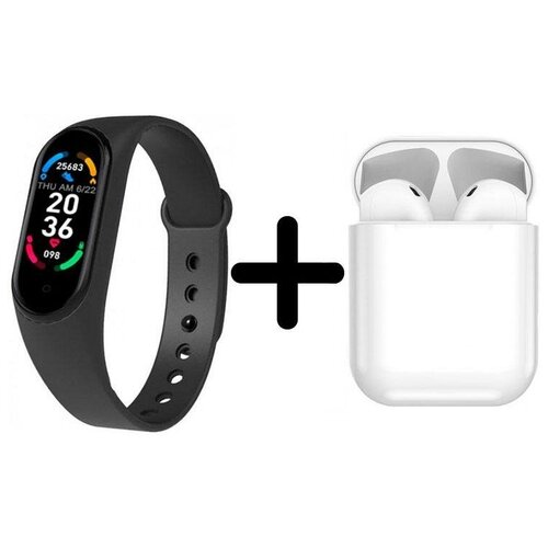 Умные часы BandRate Smart BRSM66BB-SET4 с беспроводными наушниками мониторингом кислорода в крови будильником 340000₽