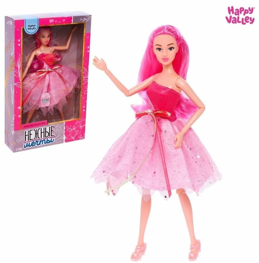 Кукла-модель «Нежные мечты» с розовыми волосами - фотография № 5