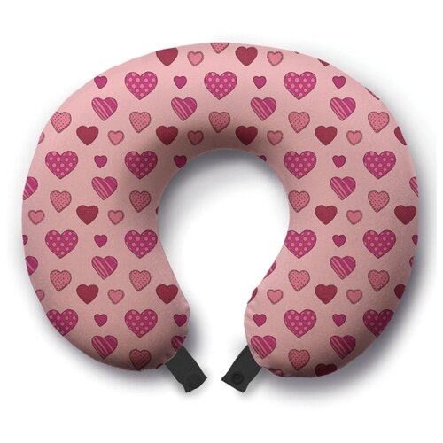 фото Подушка для шеи ambesonne разноликие сердца, розовый/красный