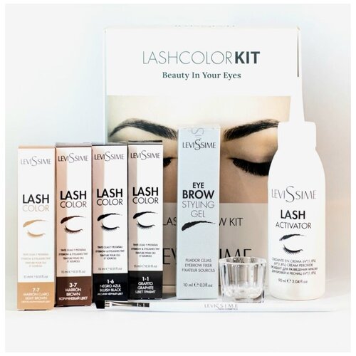 Набор для окрашивания бровей Levissime (краска 4х15 мл, активатор 100мл, Гель для бровей, кисть)
