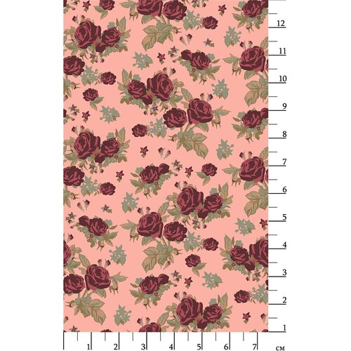 Ткань для пэчворка PEPPY викторианские розы 50 x 55 см 146 г/кв. м ± 5 100% хлопок ВР-19 розовый