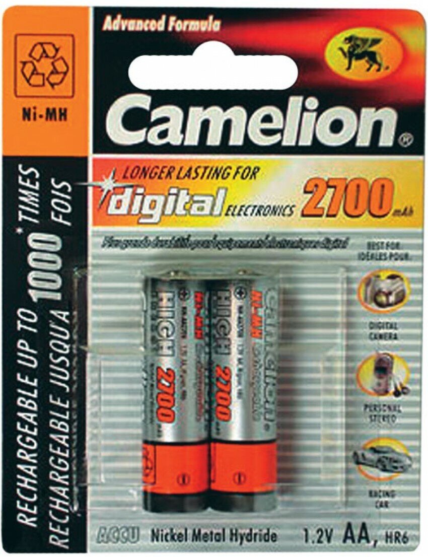 Аккумулятор бытовой Camelion R6 AA BL2 NI-MH 2700mAh - фото №8