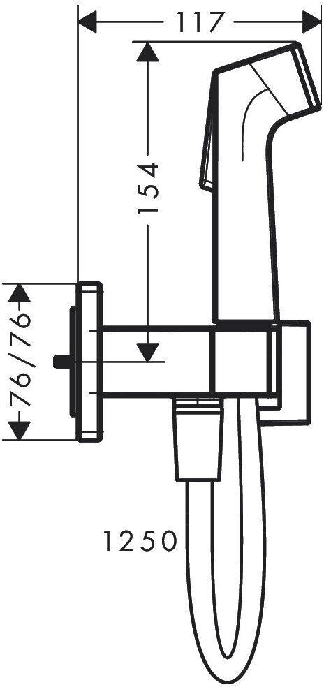 Гигиенический душ hansgrohe Bidette E 1jet со смесителем, шлангом и держателем, хром 29233000 - фотография № 2