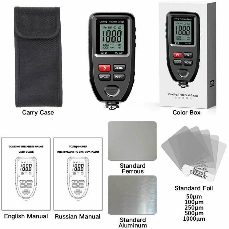Толщиномер R&D TC100 измеритель толщины лакокрасочного покрытия автомобиля