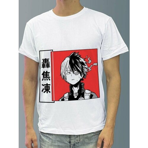 фото Футболка мужская белая из хлопка с dtf принтом аниме моя геройская академия my hero academia шото манга - 40111 будь на стиле