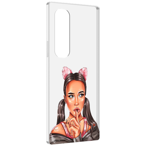 Чехол MyPads девушка-тихо женский для Samsung Galaxy Z Fold 4 (SM-F936) задняя-панель-накладка-бампер