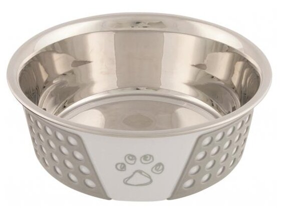 Миска для собак Trixie Stainless Steel Bowl M, размер 17см., белый / серый