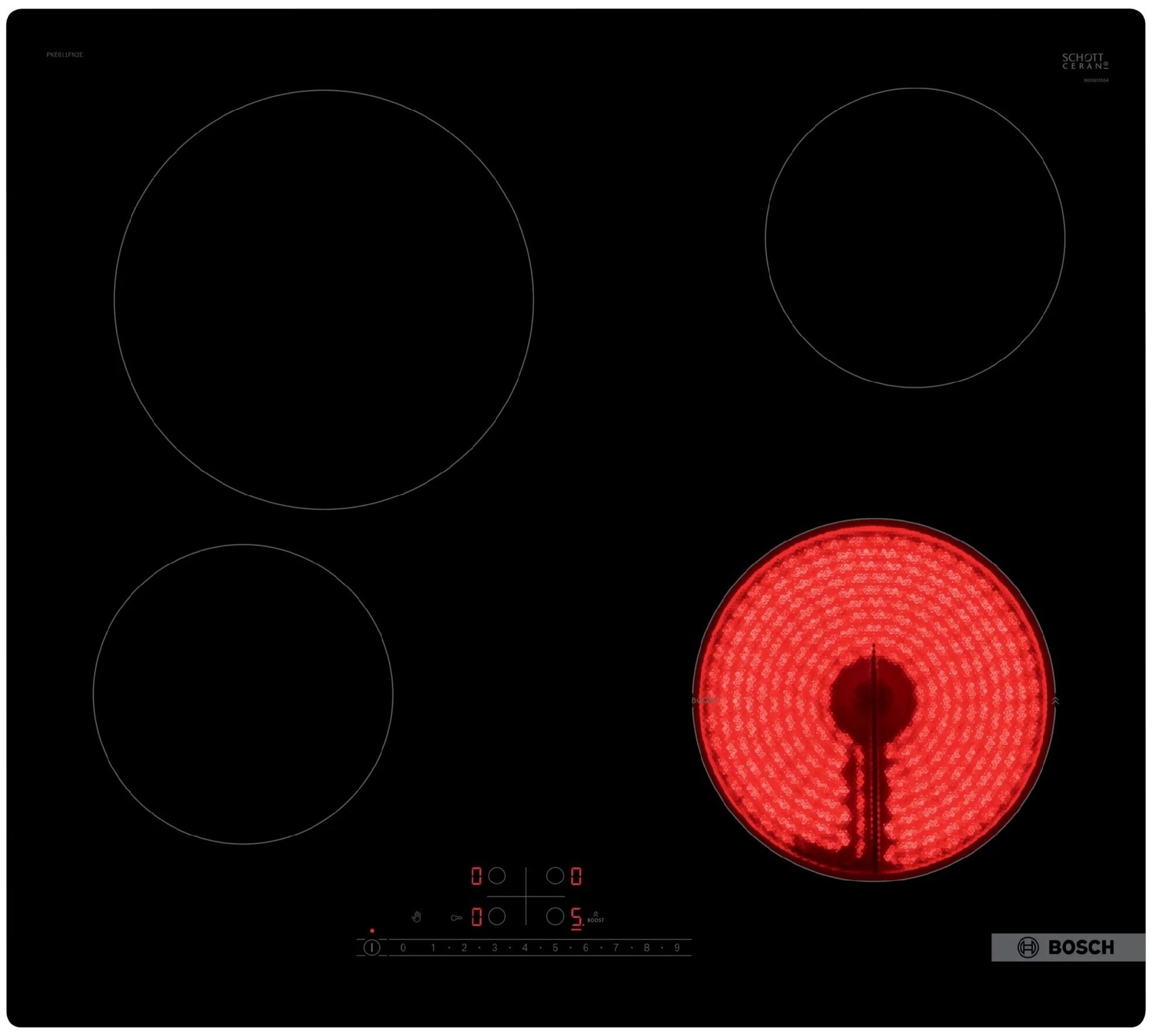 Электрическая варочная поверхность Bosch PKE611FN2E [ст-керамика, конф:4 шт, черный]