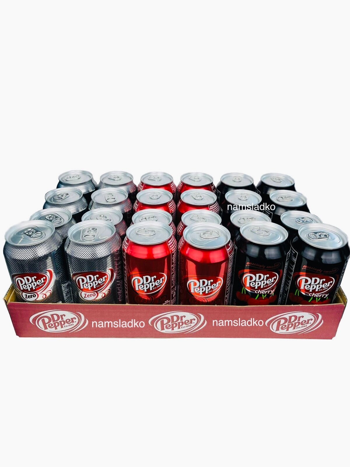 Газированный напиток Dr Pepper набор (8 classic и 8 cherry и 8 zero) 0.33*24 банки. Европа. - фотография № 2