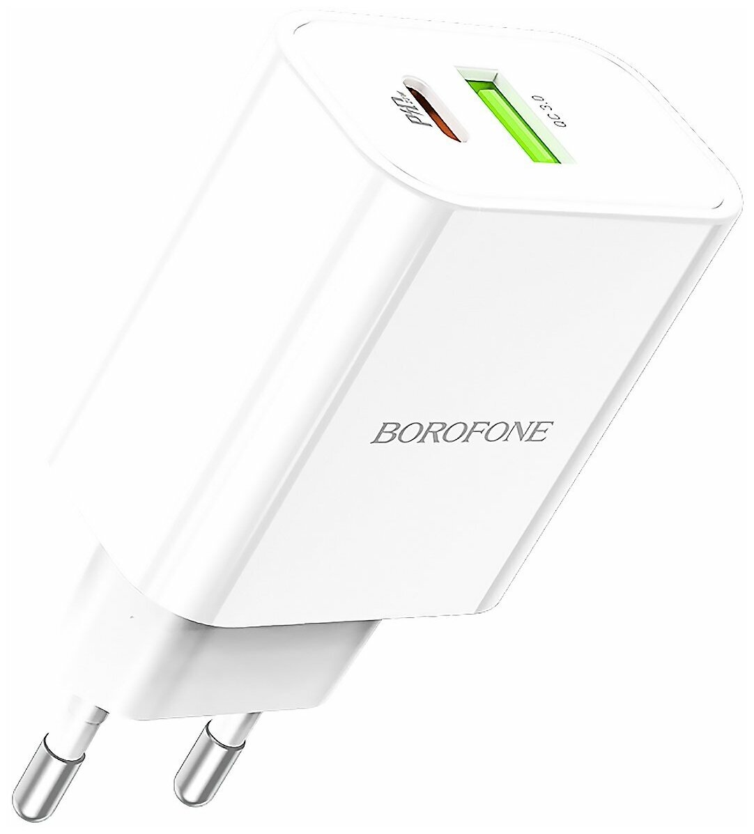 Зарядное устройство BOROFONE BA55A Crown speed USB+Type-C, белый