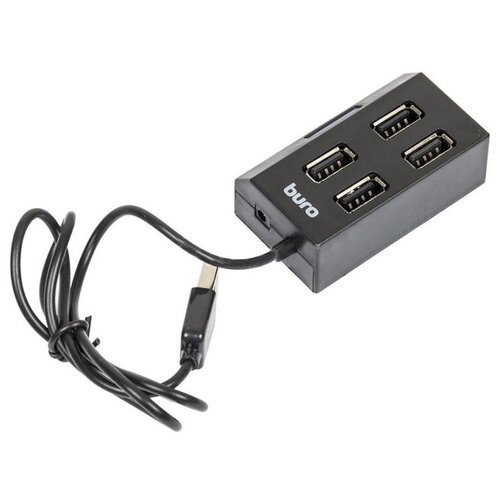 Разветвитель USB 2.0 Buro BU-HUB4-U2.0 4порт. черный разветвитель usb buro bu hub4 0 3 u2 0 splitter 4порт черный