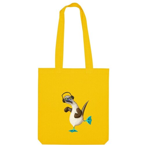 сумка абстракция женщина и птица желтый Сумка шоппер Us Basic, желтый