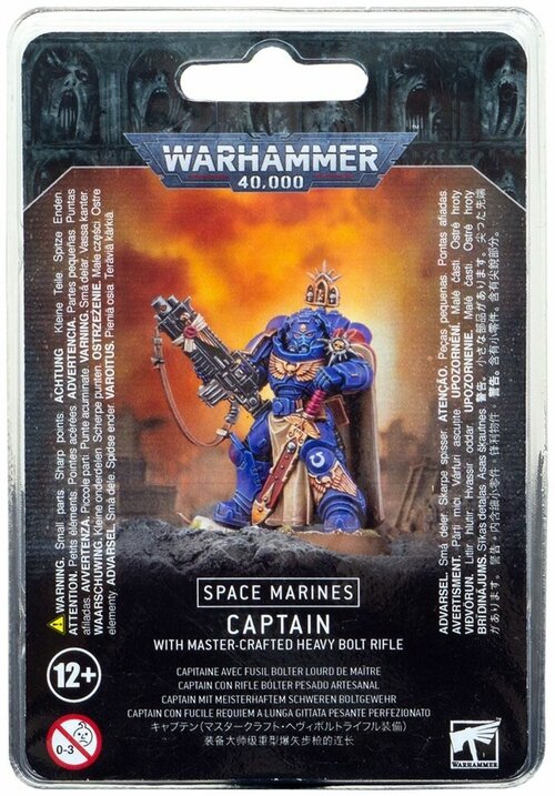 Миниатюра для настольной игры Warhammer 40 000 - Space Marines Captain with Master-crafted Heavy Bolt Rifle