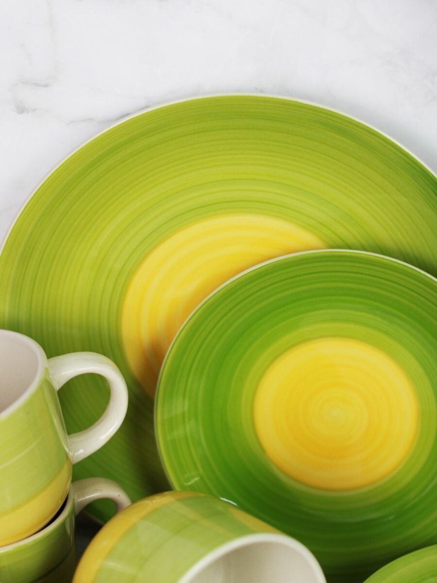 Чайный сервиз на 4 персоны с чайником набор посуды керамика - фотография № 3
