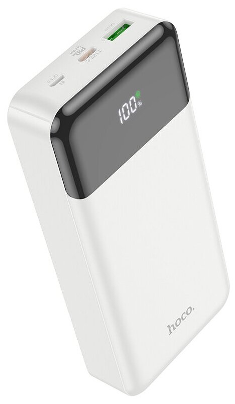 Аккумулятор внешний универсальный Hoco J102A 20000 mAh Cool figure PD22.5W+QC3.0 power bank (2USB:5V-4.5A/ Type-C: 5V-2.4A) Белый