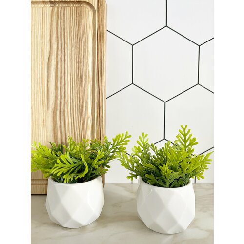 Искусственные цветы для декора в горшке DECORMARKT, набор из двух горшочков, искусственные растения в горшке из керамики, 11 см, ручная работа