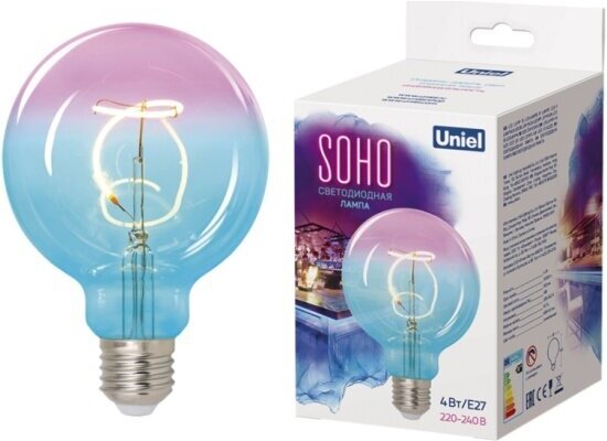 Светодиодная лампа Uniel SOHO LED-SF01-4W/SOHO/E27/CW BLUE/WINE GLS77TR