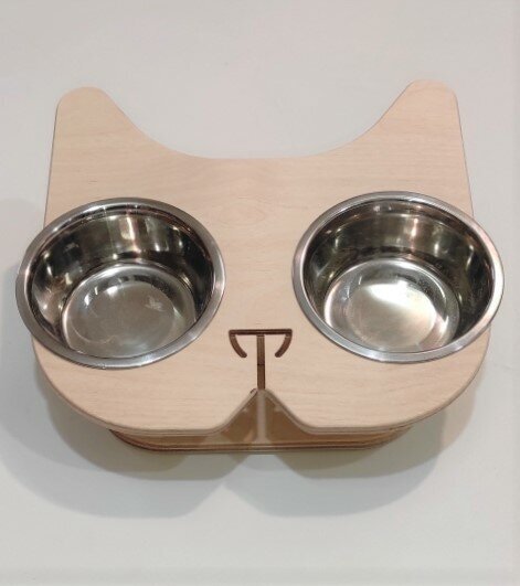 Двойная миска для кошек и собак на подставке - фотография № 1