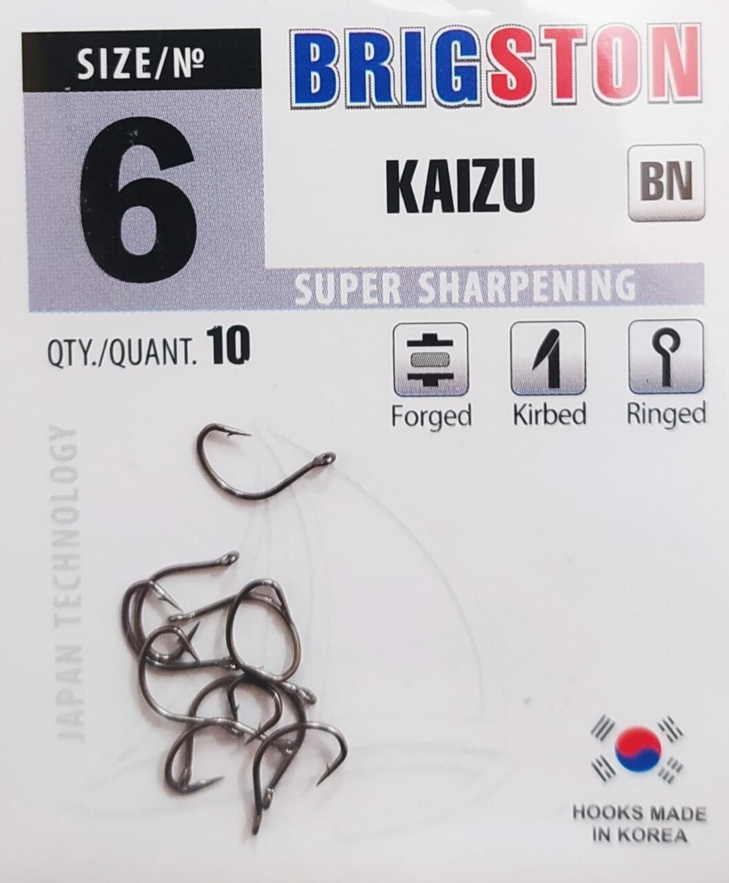 Рыболовные крючки Brigston Kaizu (BN) №6 упаковка 10 штук