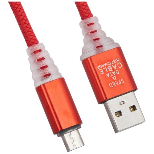 USB кабель LP Micro USB Змея LED TPE (красный/блистер)