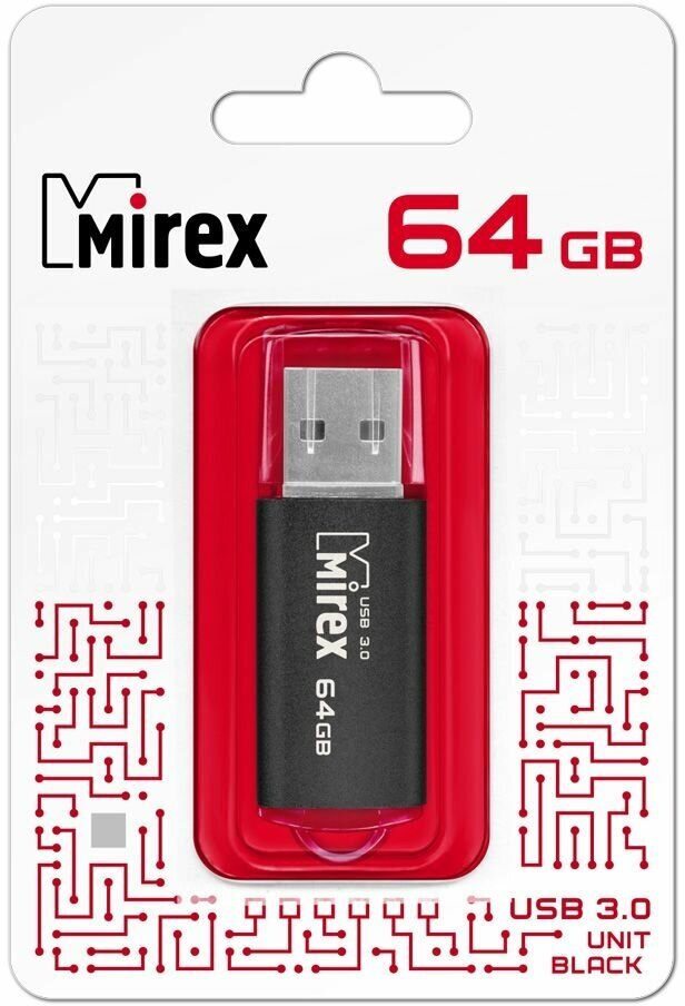 Флешка USB 3.0 Flash Drive MIREX UNIT BLACK 64GB