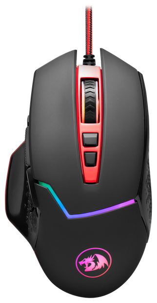 Мышь Redragon Inspirit 2 M907 оптическая, проводная, 14400 dpi, подсветка RGB, цвет: черный/красный