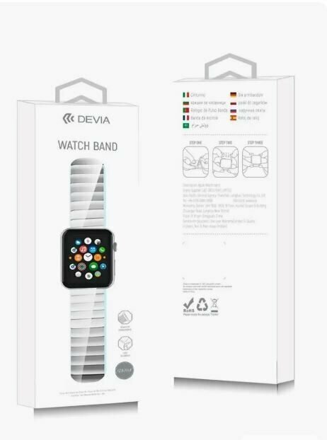 Ремешок металлический для Apple Watch series3/4/5, Devia Elegant Series Link Bracelet 38/40mm серебристый